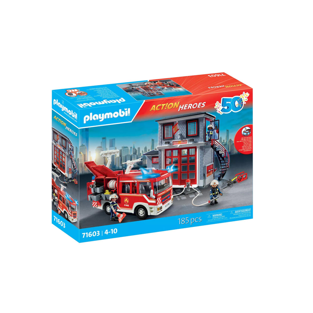 Playmobil 3403 Pompiers 1976 – Boîte Abîmée – 7 Figurines Klicky – Neuf Scellé
